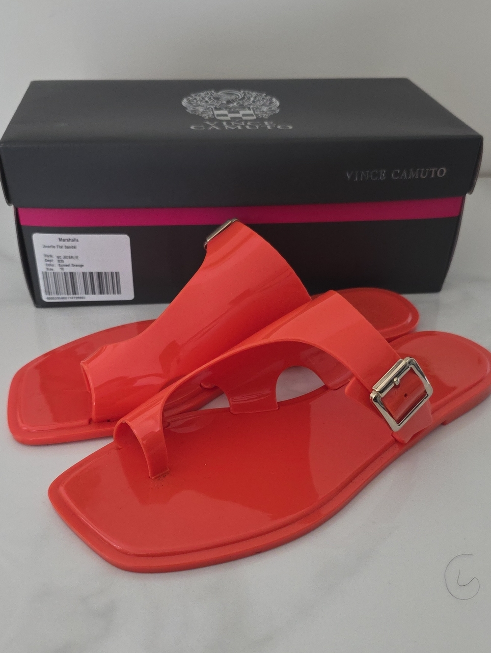 Vince Camuto Bright Orange  Toe-Loop Slide Sandals